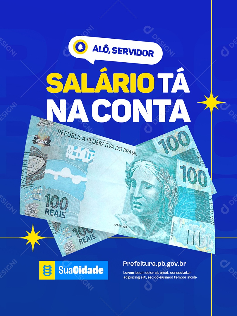 Prefeitura Alô Servidor Salário Tá na Conta Social Media PSD Editável