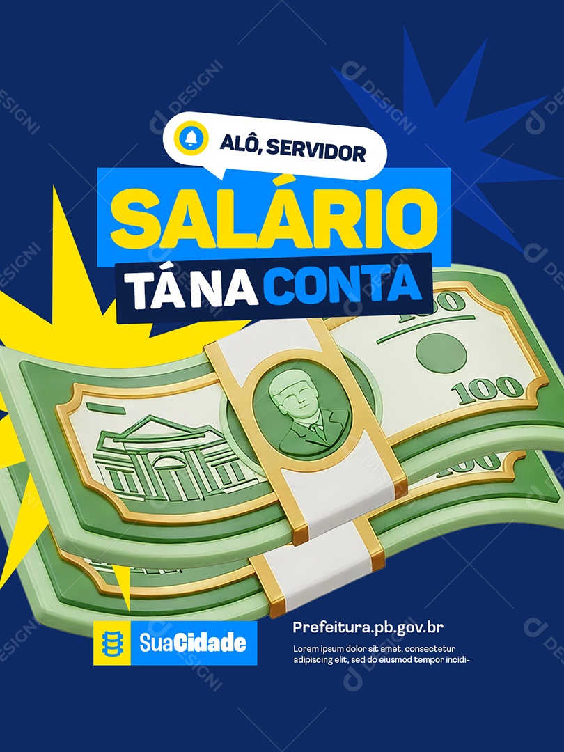 Prefeitura Alô Servidor Salário Tá na Conta Social Media PSD Editável