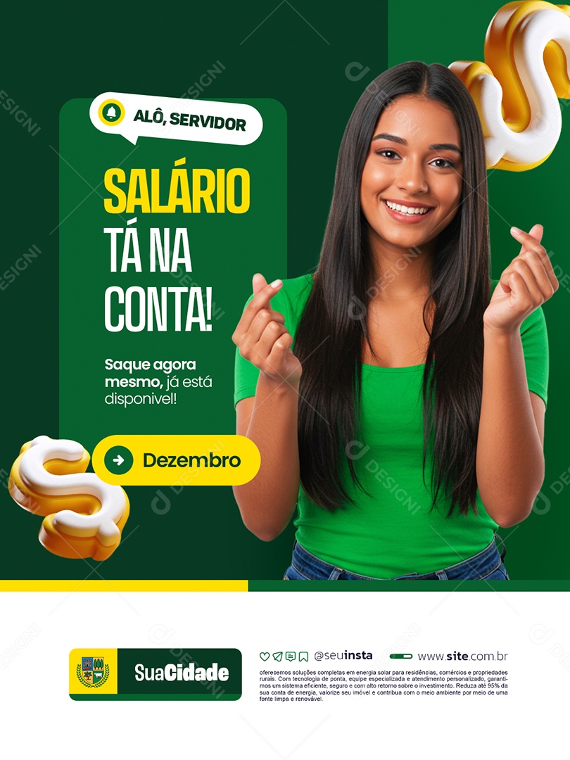 Prefeitura Alô Servidor Salário Tá na Conta Dezembro Social Media PSD Editável
