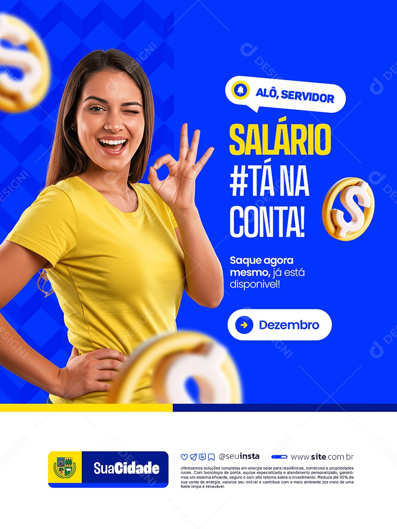 Prefeitura Alô Servidor Salário Tá na Conta Saque Agora Mesmo Social Media PSD Editável