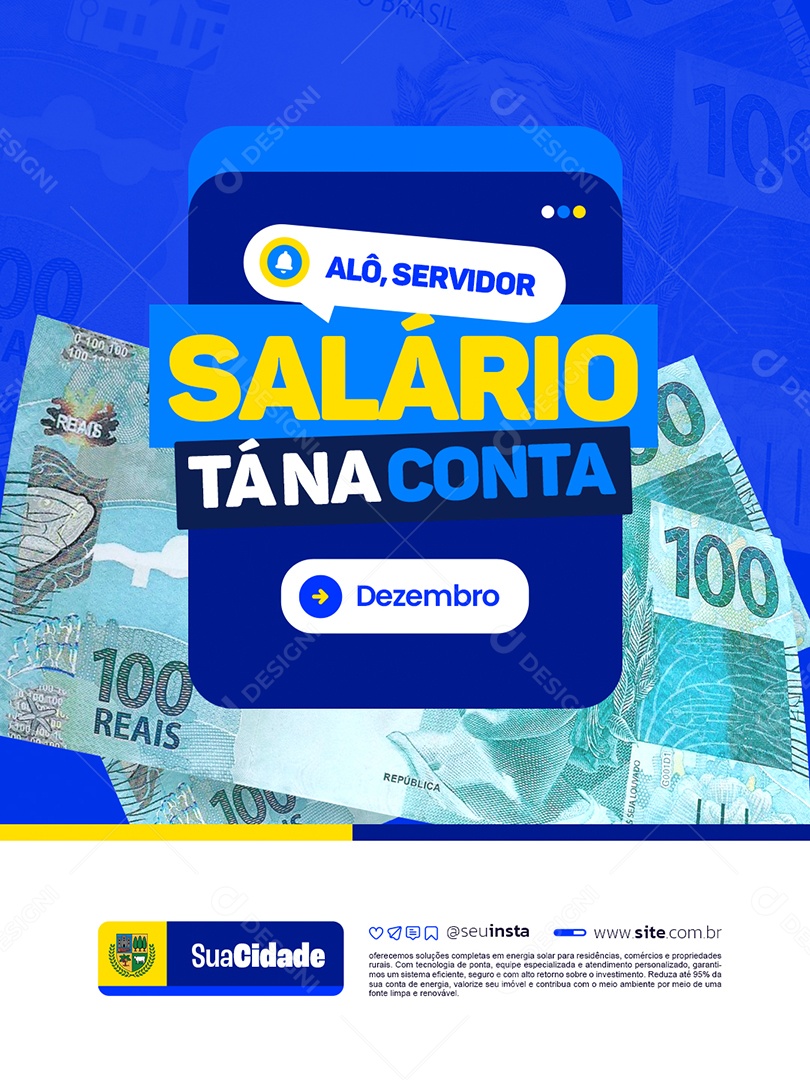 Prefeitura Alô Servidor Salário Tá na Conta Social Media PSD Editável