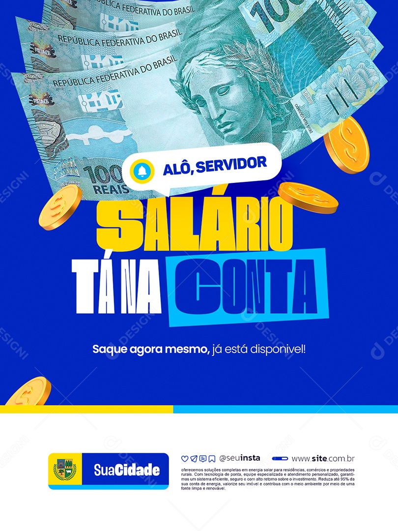 Prefeitura Alô Servidor Salário Tá na Conta Saque Agora Mesmo Social Media PSD Editável