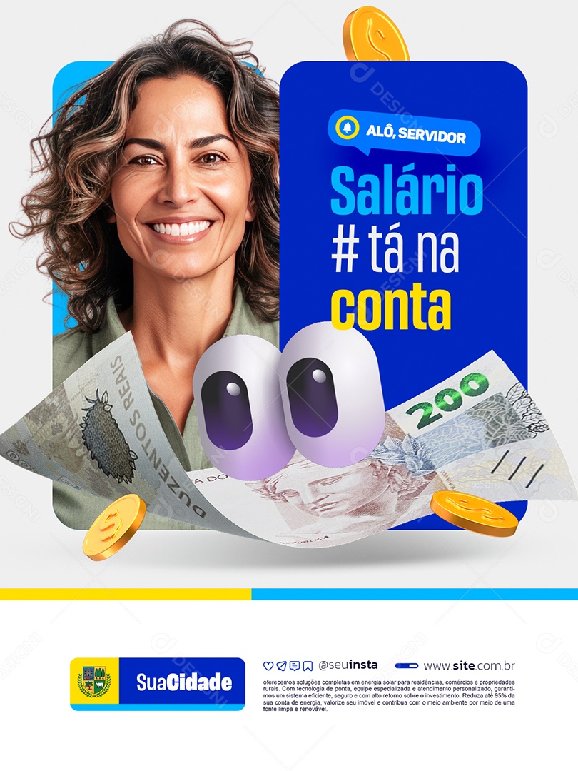 Prefeitura Salário Tá na Conta Alô Servidor Social Media PSD Editável