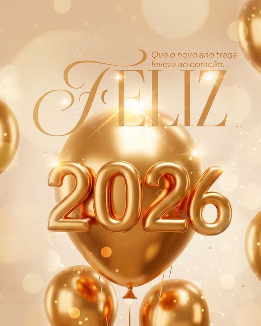 Feliz Ano Novo 2026 01 de Janeiro Social Media PSD Editável
