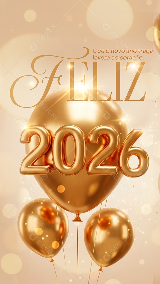Story Feliz Ano Novo 2026 01 de Janeiro Social Media PSD Editável