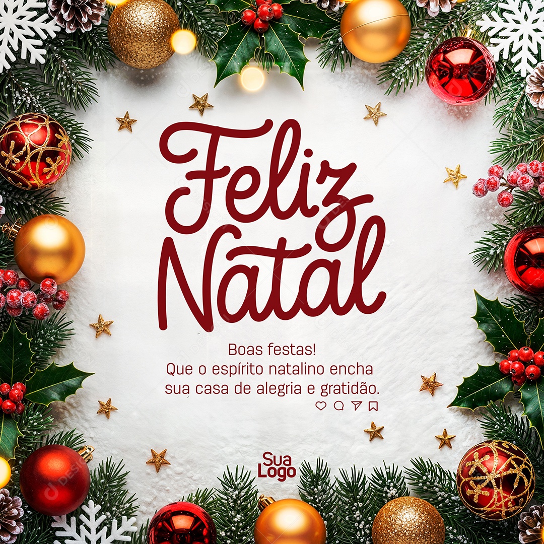 Feliz Natal 25 de Dezembro Social Media PSD Editável