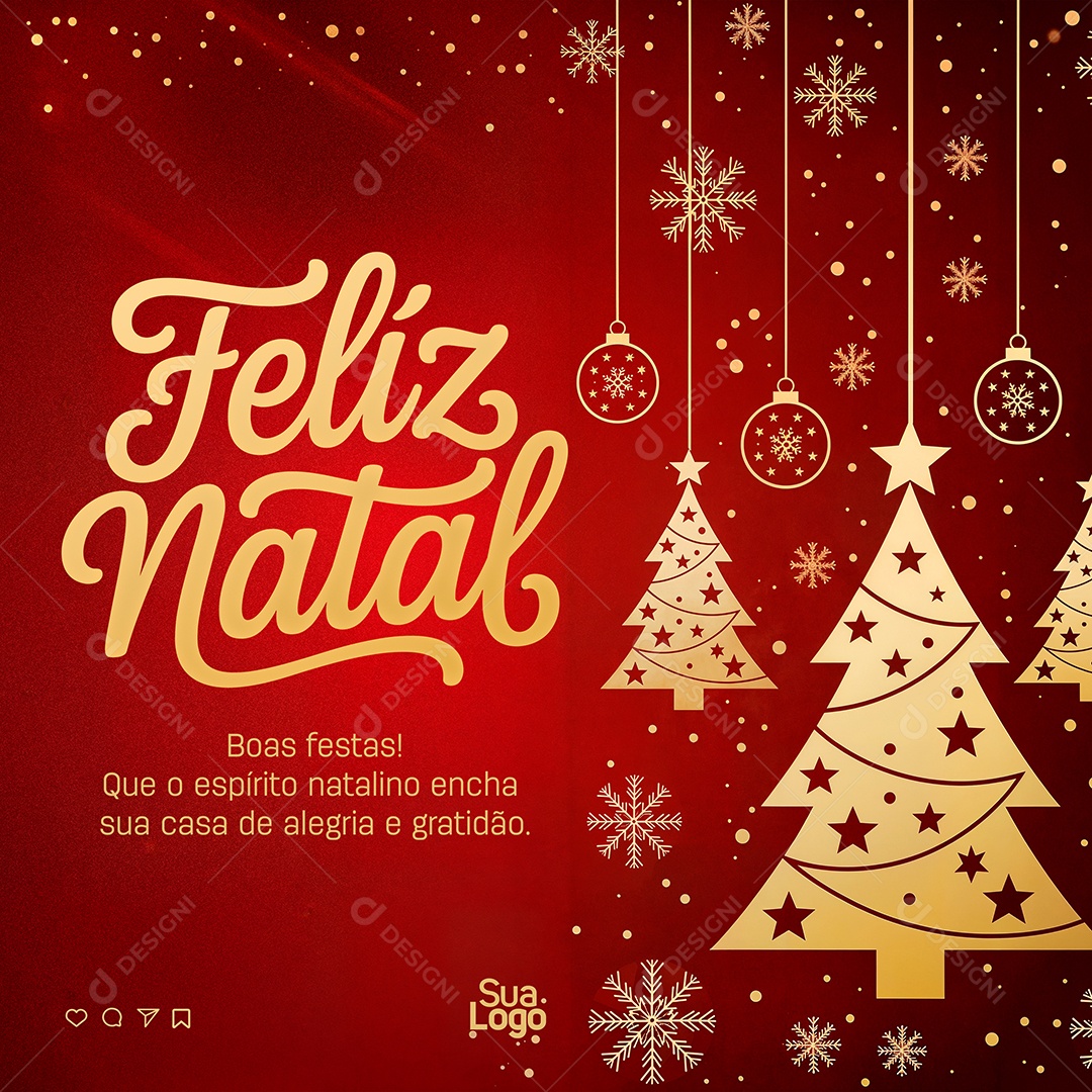 Feliz Natal 25 de Dezembro Boas Festas Social Media PSD Editável