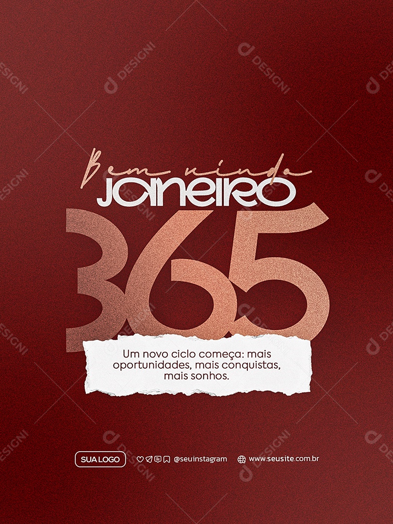 Bem Vindo Janeiro Social Media PSD Editável