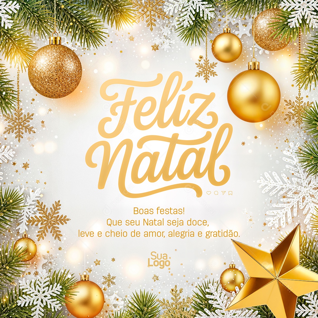 Feliz Natal 25 de Dezembro Boas Festas Que Seu Natal Seja Doce Social Media PSD Editável