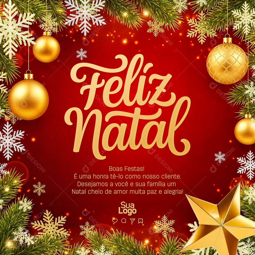 Feliz Natal 25 de Dezembro Boas Festas Social Media PSD Editável