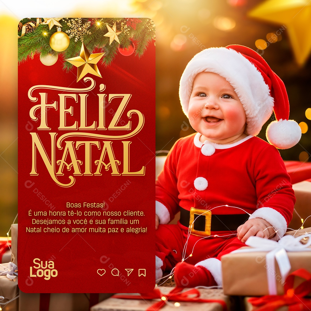 Feliz Natal 25 de Dezembro Boas Festas Social Media PSD Editável