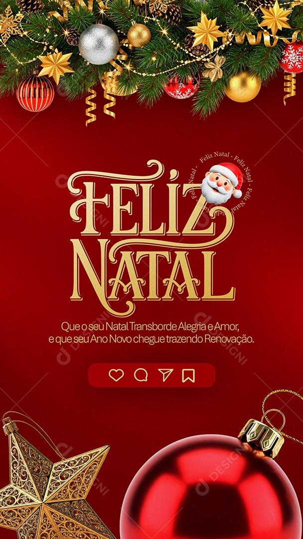 Story Feliz Natal 25 de Dezembro Social Media PSD Editável