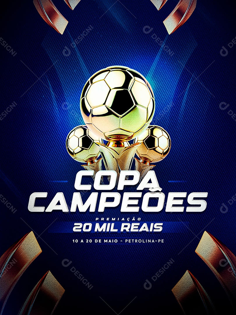 Torneio de Futebol Copa Campeões Social Media PSD Editável