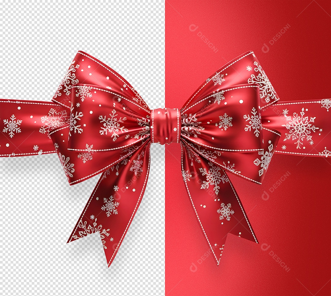 Laço Vermelho Natalino Elemento 3D para Composição PSD