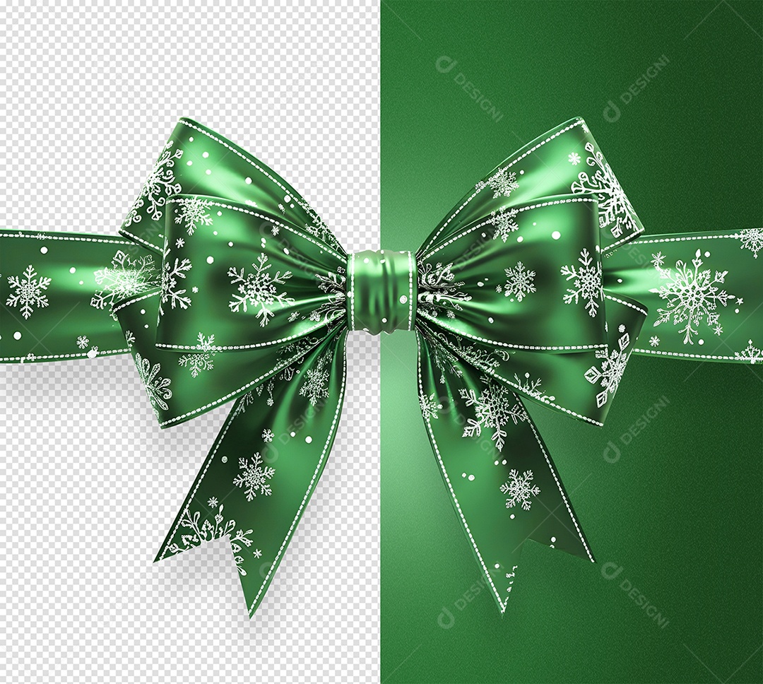 Laço Verde Natalino Elemento 3D para Composição PSD