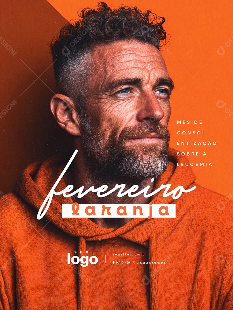Fevereiro Laranja Mês de Conscientização Sobre a Leucemia Social Media PSD Editável