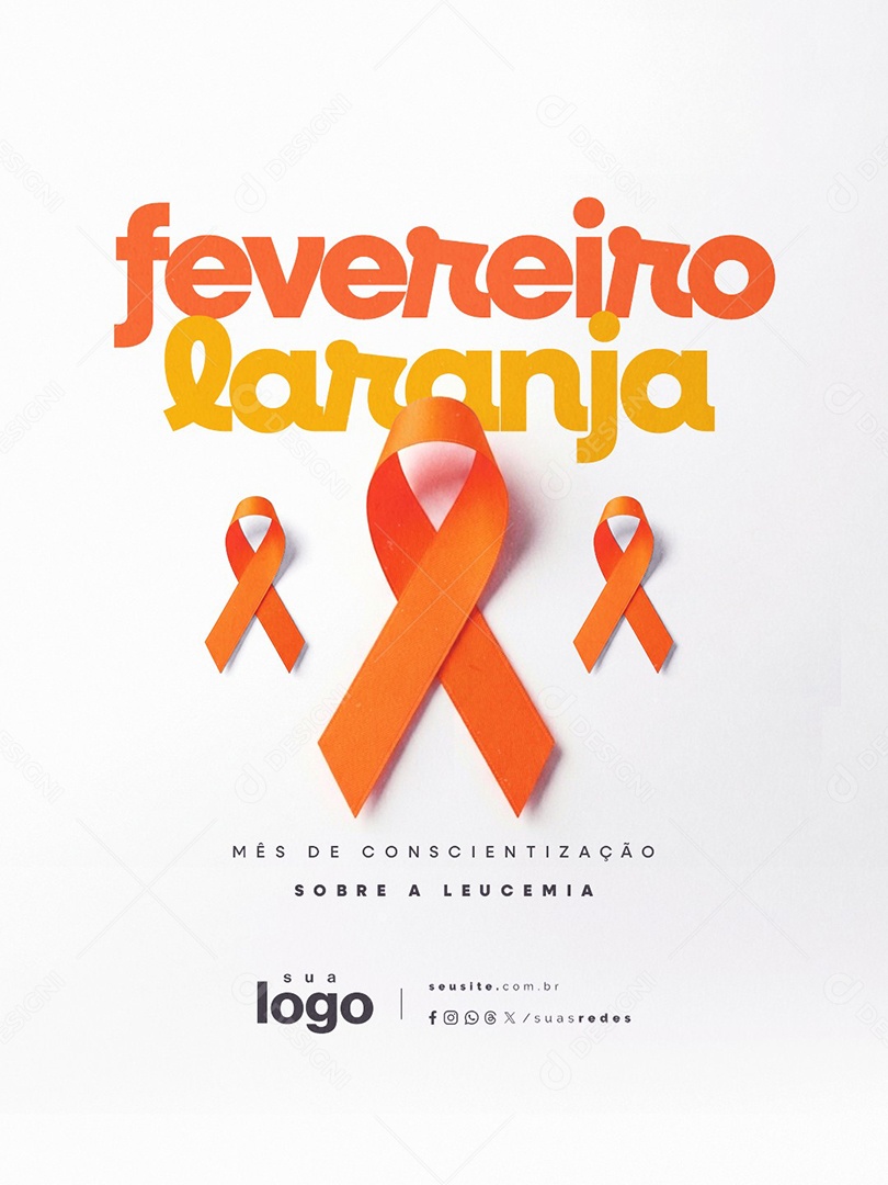 Fevereiro Laranja Mês de Conscientização Sobre a Leucemia Social Media PSD Editável