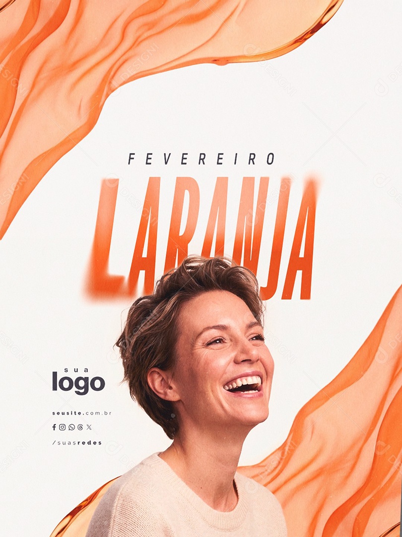 Fevereiro Laranja Mês de Conscientização Sobre a Leucemia Social Media PSD Editável