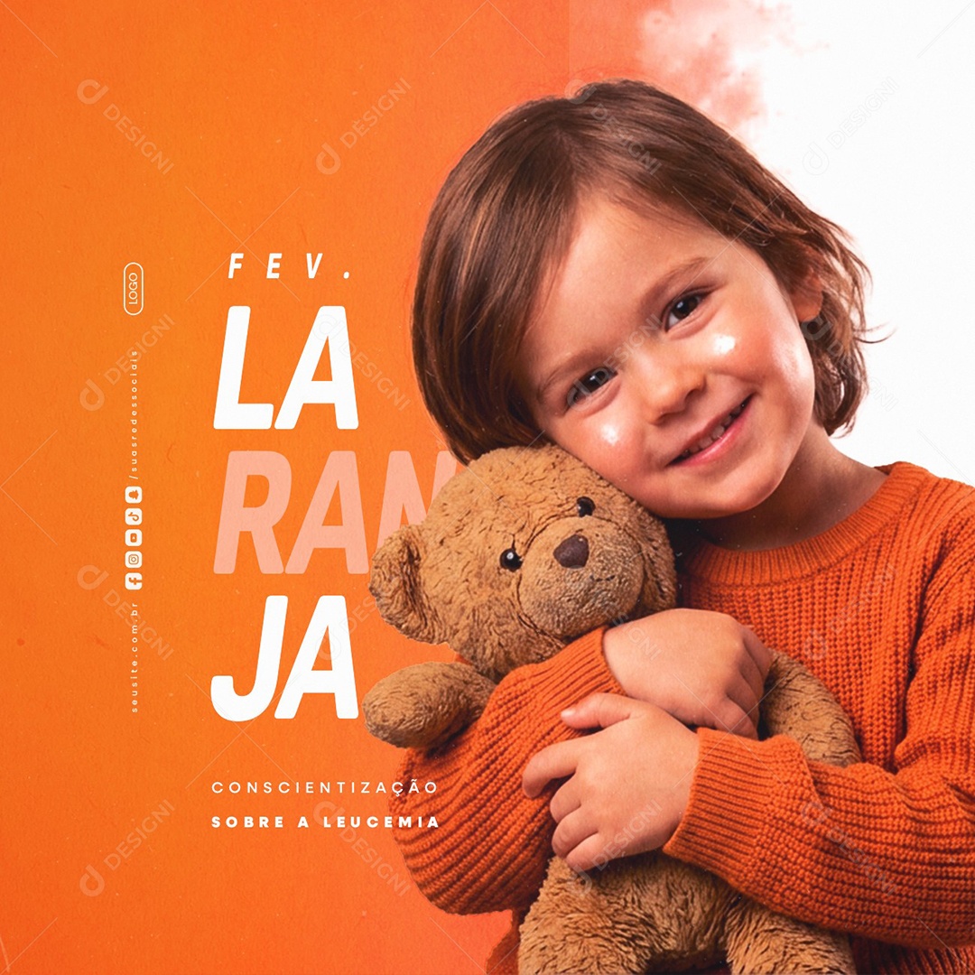 Fevereiro Laranja Conscientização Sobre a Leucemia Social Media PSD Editável