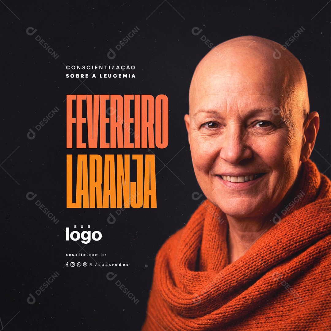 Fevereiro Laranja Conscientização Sobre a Leucemia Social Media PSD Editável
