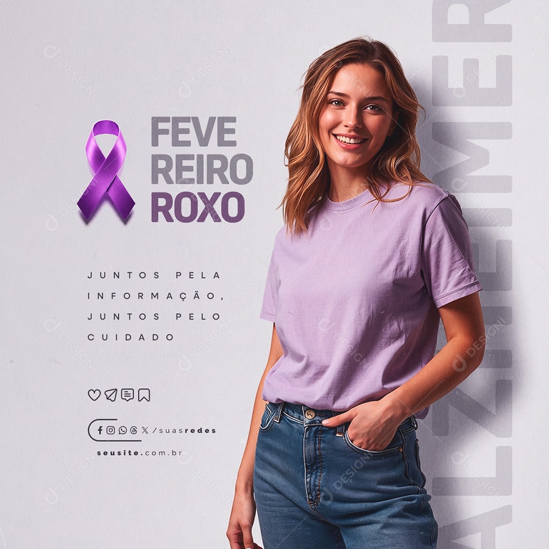 Fevereiro Roxo Juntos Pela Informação Social Media PSD Editável