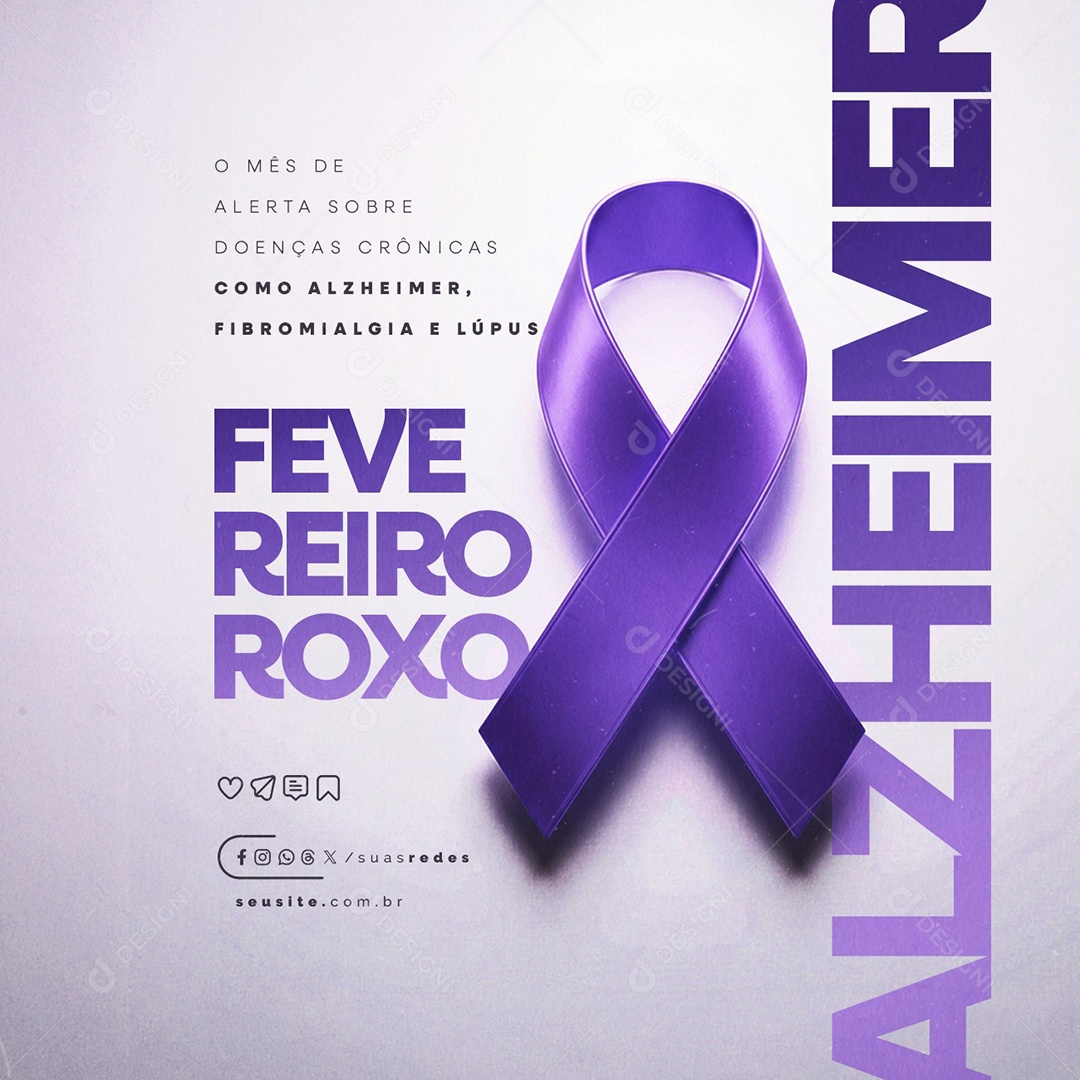 Fevereiro Roxo Mês de Alerta Sobre Doenças Crônicas Social Media PSD Editável