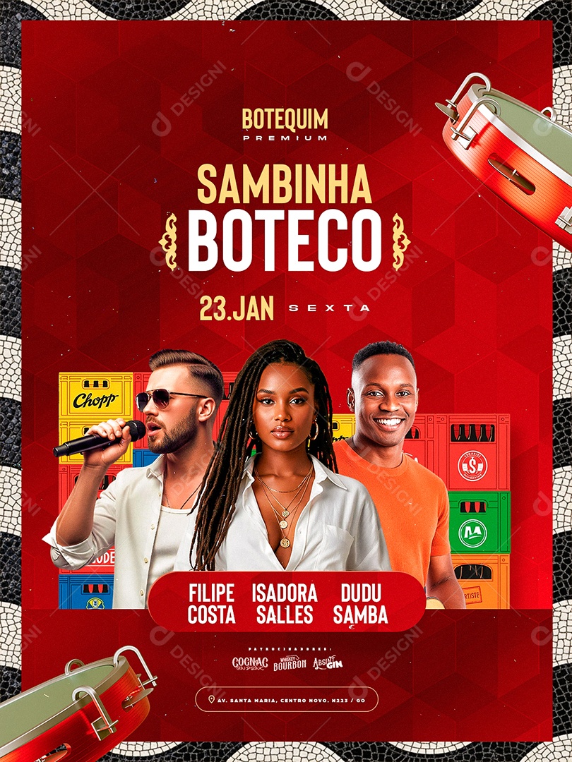 Flyer Próximos Shows Sambinha Boteco Social Media PSD Editável