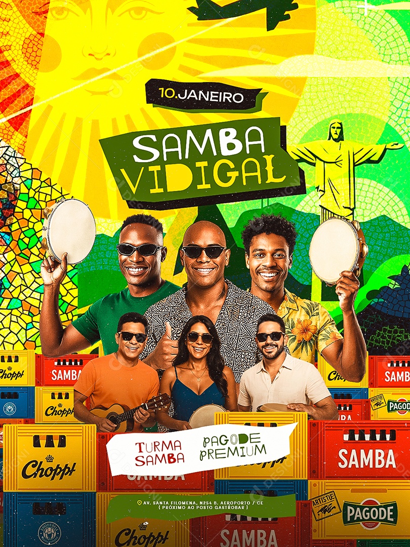 Flyer Próximos Shows Samba Vidical Social Media PSD Editável