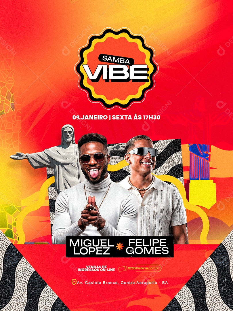 Flyer Próximos Shows Samba Vibe Social Media PSD Editável