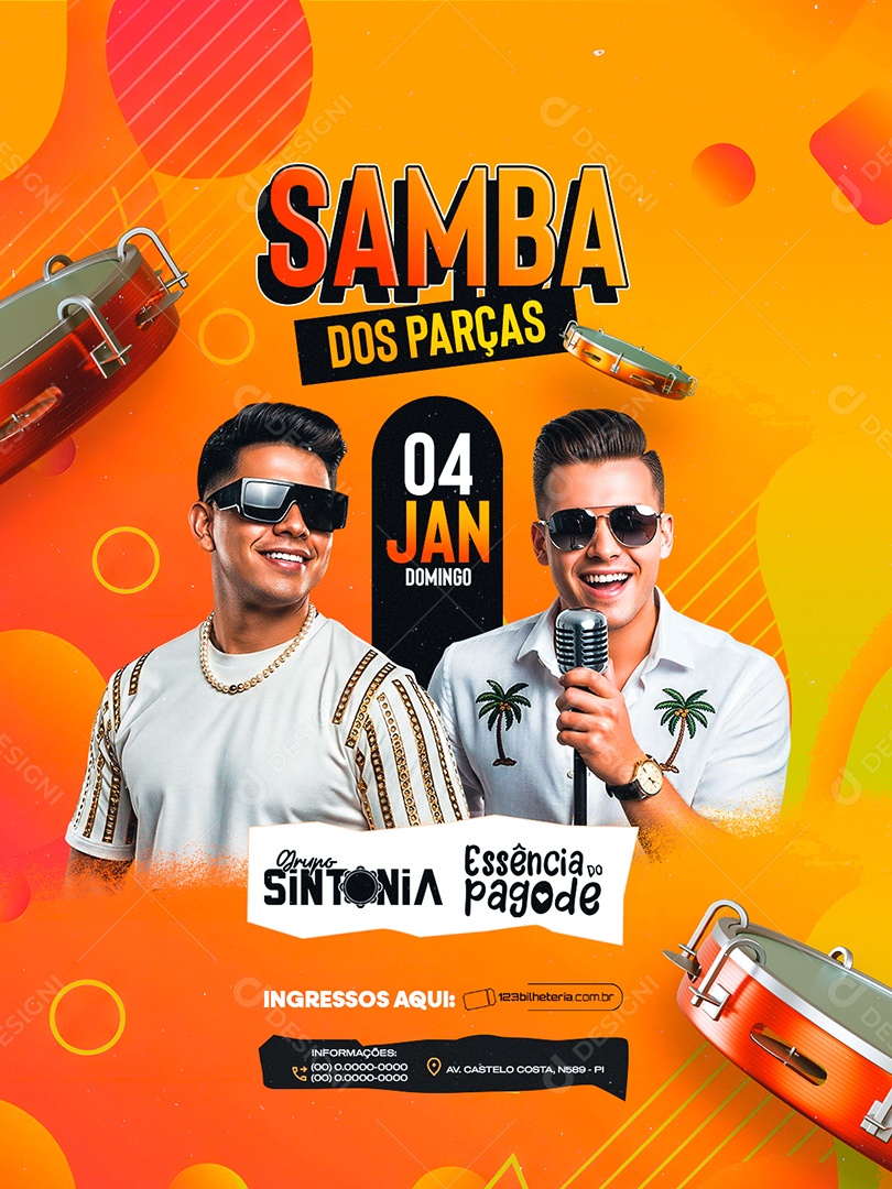 Flyer Próximos Shows Samba dos Parças Social Media PSD Editável