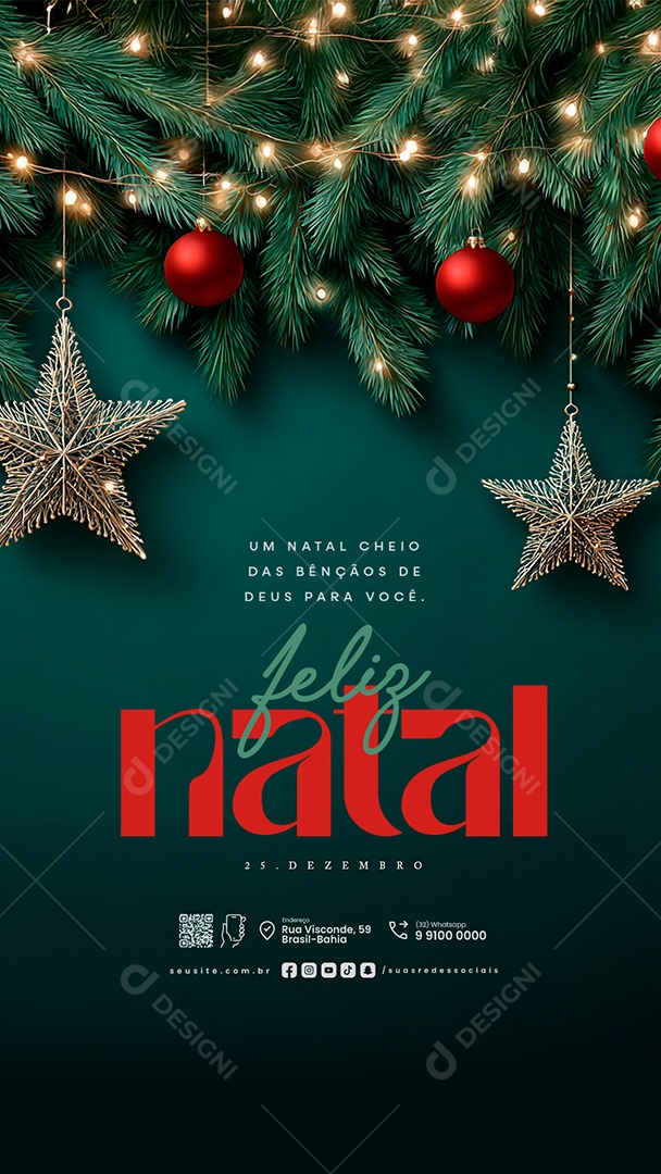Story Feliz Natal 25 de Dezembro Social Media PSD Editável