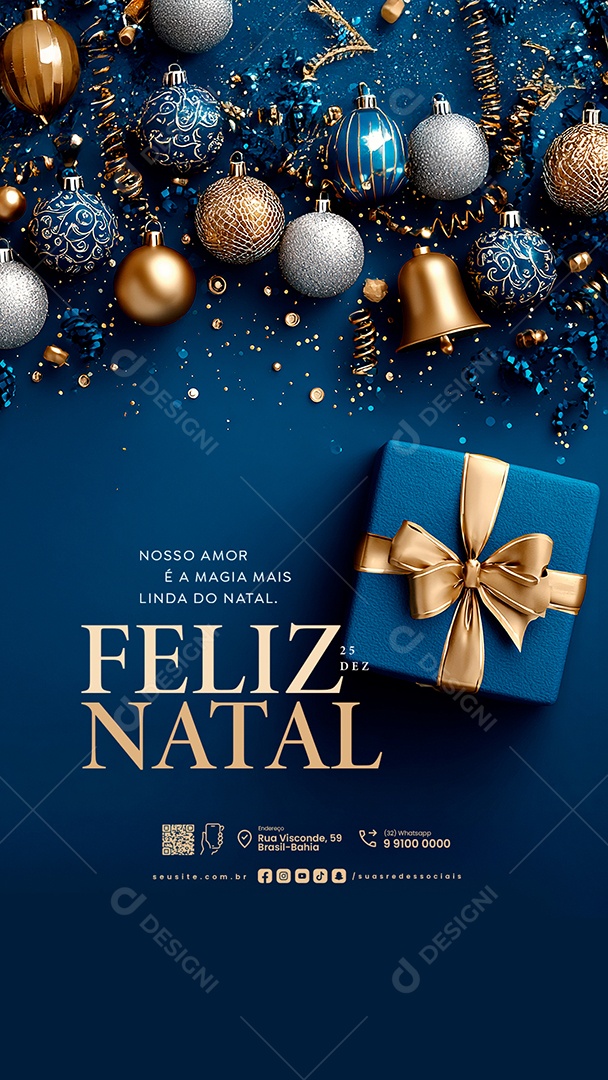 Story Feliz Natal 25 de Dezembro Nosso Amor é a Magia Mais Linda do Natal Social Media PSD Editável
