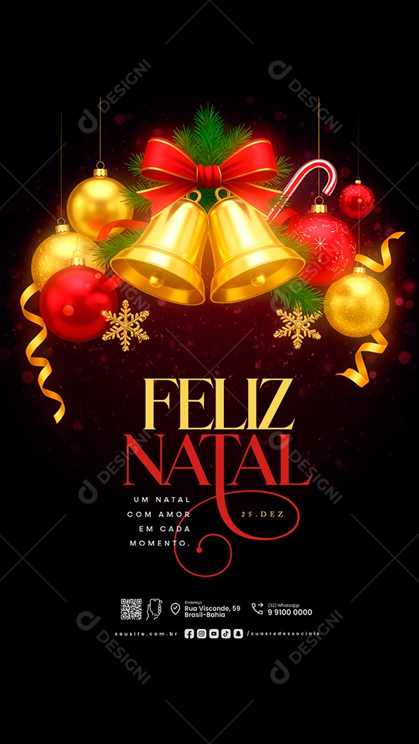 Story Feliz Natal 25 de Dezembro Um Natal com Amor Social Media PSD Editável
