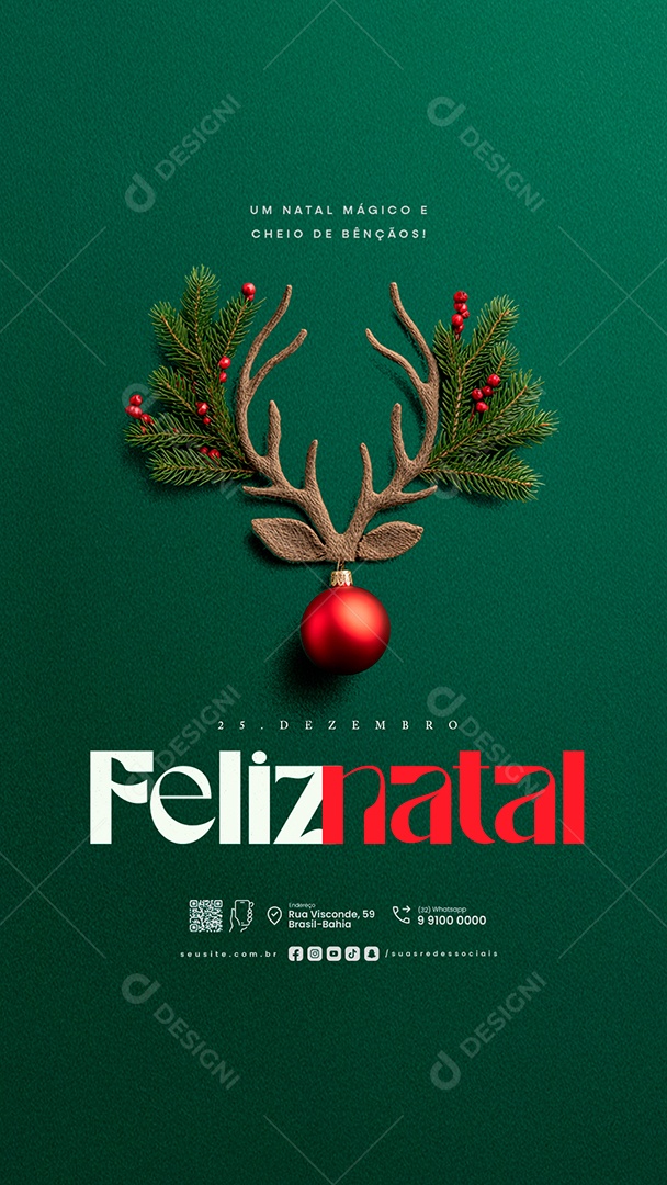 Story Feliz Natal 25 de Dezembro Social Media PSD Editável