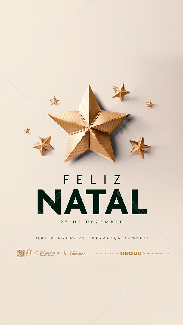Story Feliz Natal 25 de Dezembro Que a Bondade Prevaleça Sempre Social Media PSD Editável
