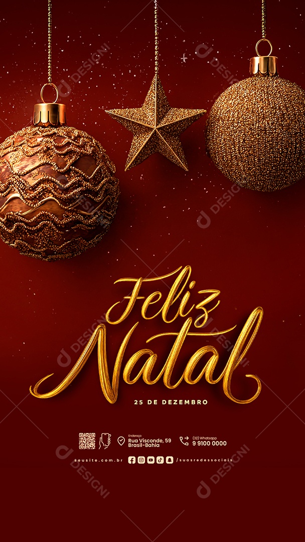 Story Feliz Natal 25 de Dezembro Social Media PSD Editável