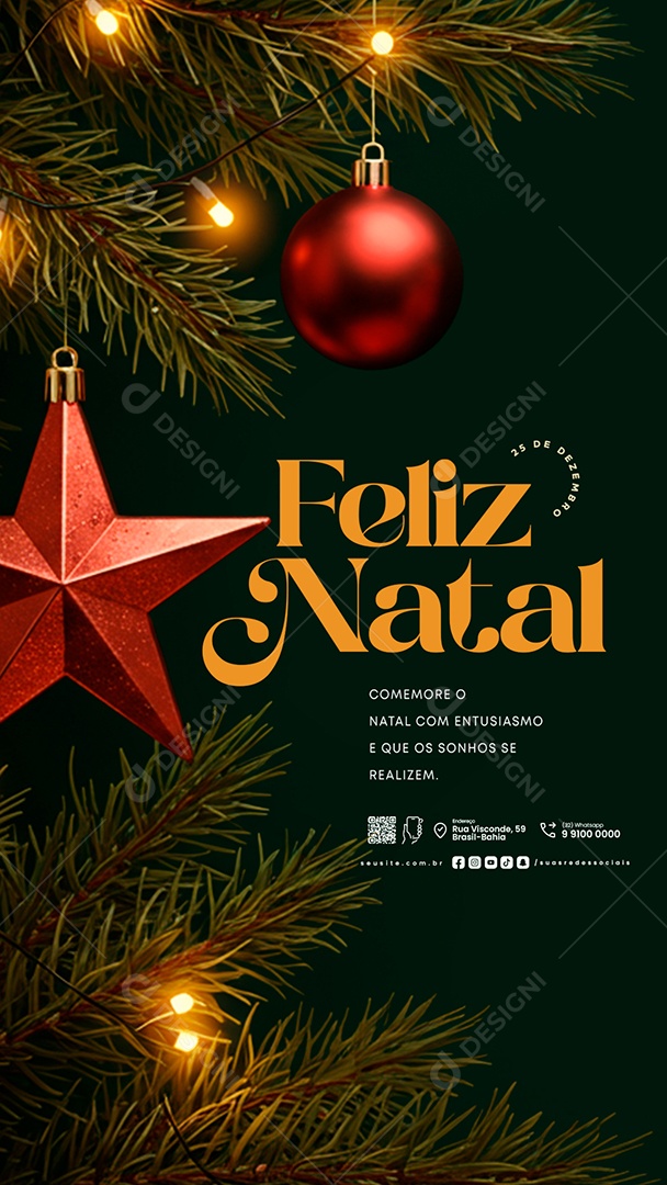 Story Feliz Natal 25 de Dezembro Comemore o Natal Social Media PSD Editável