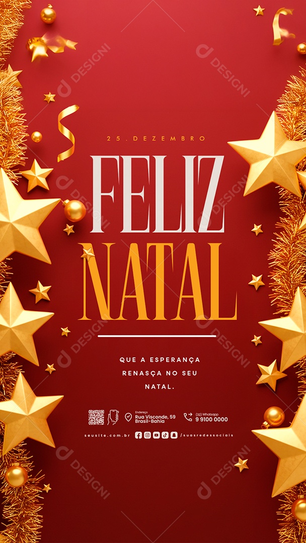 Story Feliz Natal 25 de Dezembro Social Media PSD Editável