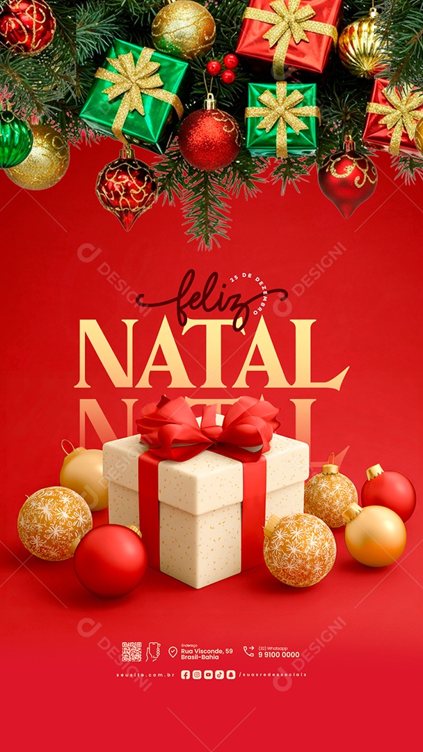 Story Feliz Natal 25 de Dezembro Social Media PSD Editável