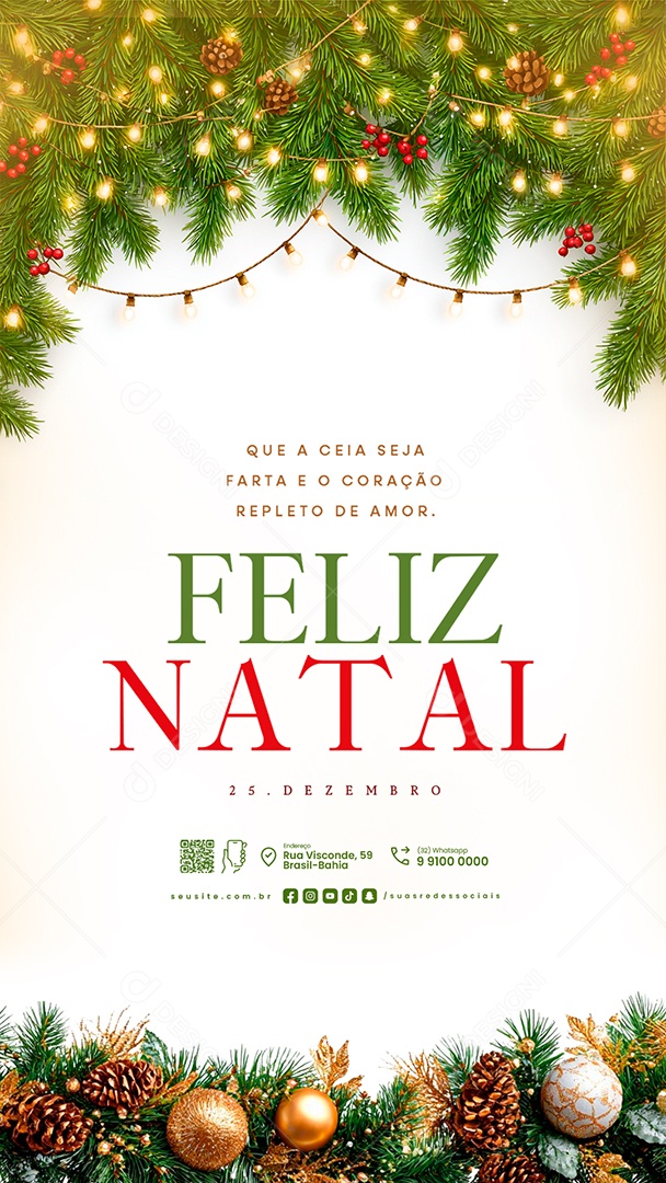 Story Feliz Natal 25 de Dezembro Que a Ceia Seja Farta Social Media PSD Editável