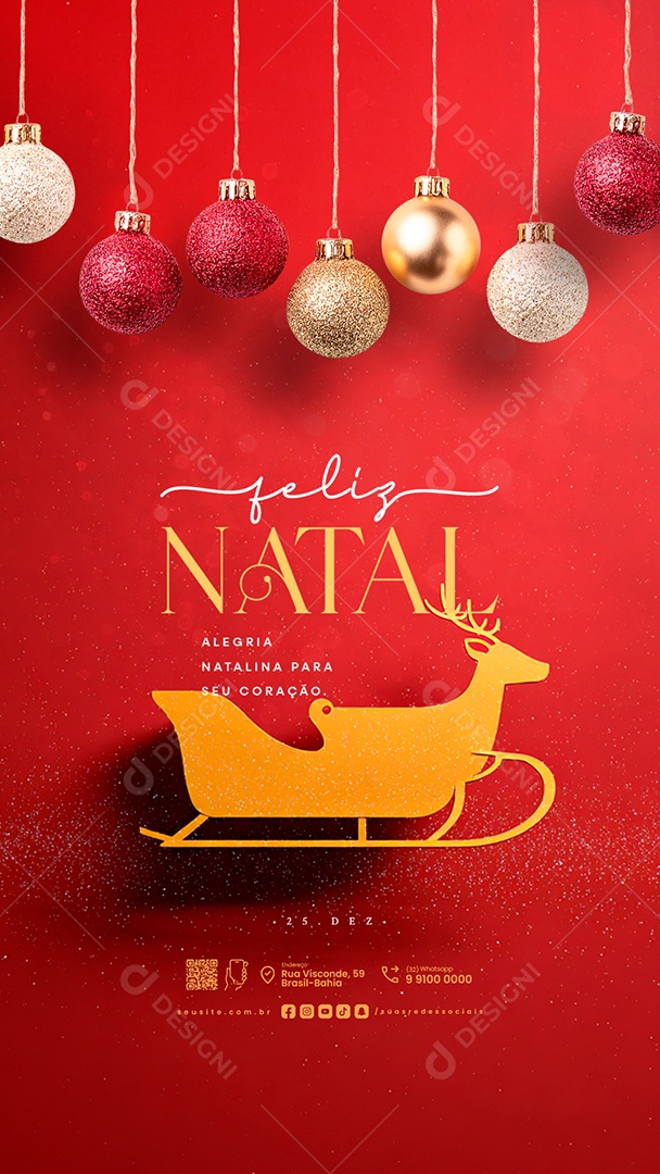 Story Feliz Natal 25 de Dezembro Social Media PSD Editável
