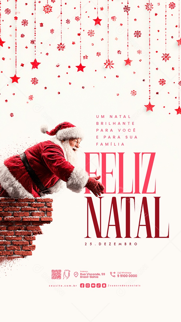 Story Feliz Natal 25 de Dezembro Social Media PSD Editável