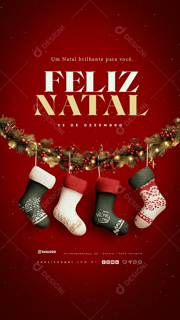 Story Feliz Natal 25 de Dezembro Social Media PSD Editável