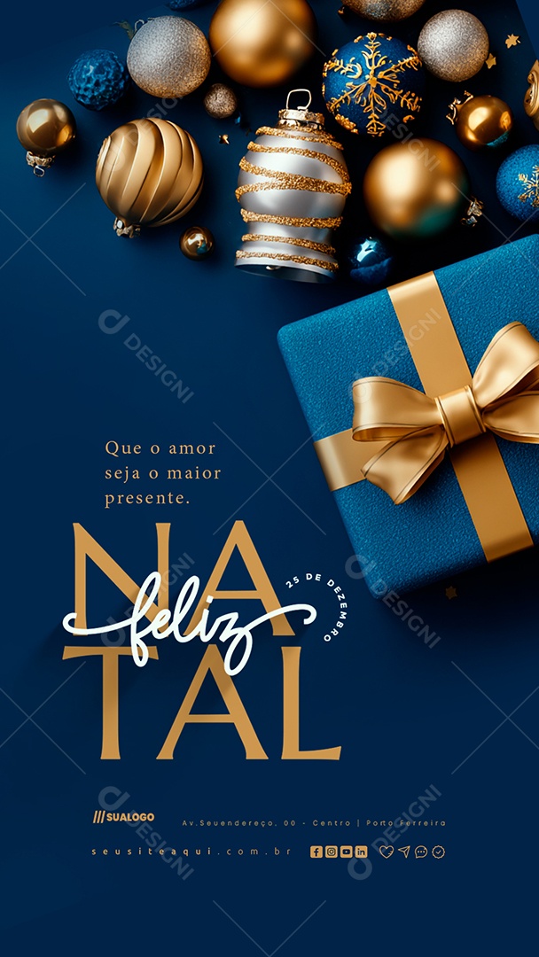 Story Feliz Natal 25 de Dezembro Que o Amor Seja o Maior Presente Social Media PSD Editável