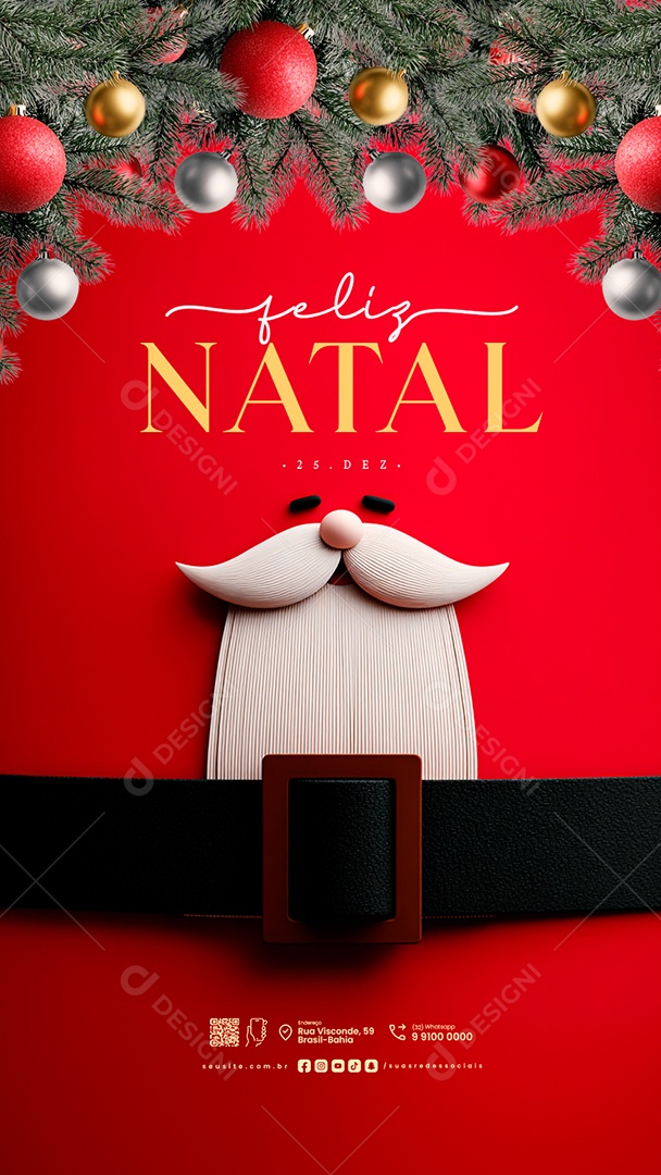Story Feliz Natal 25 de Dezembro Social Media PSD Editável