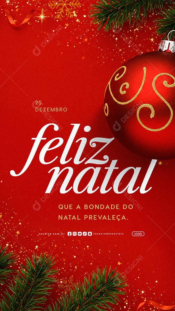 Story Feliz Natal 25 de Dezembro Social Media PSD Editável