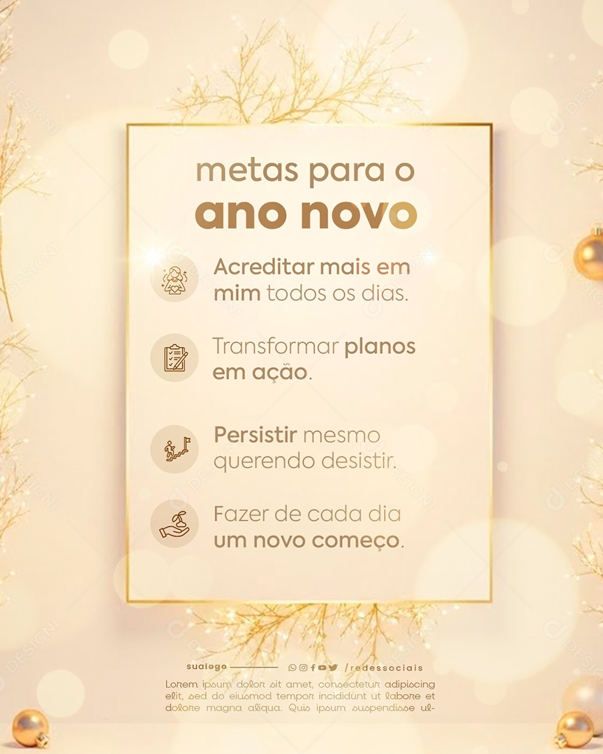 Metas para 2026 Social Media PSD Editável