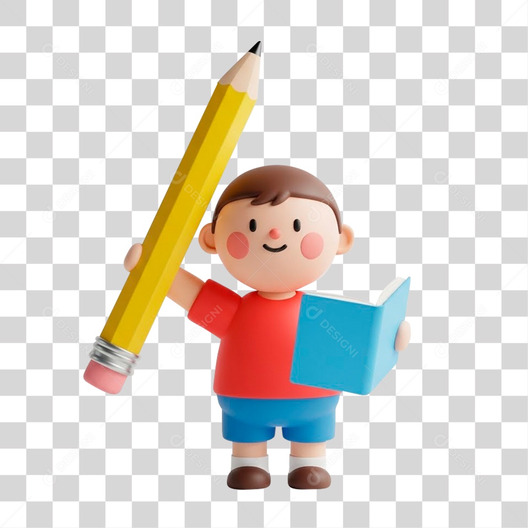 Personagem 3D Estudante PNG Transparente