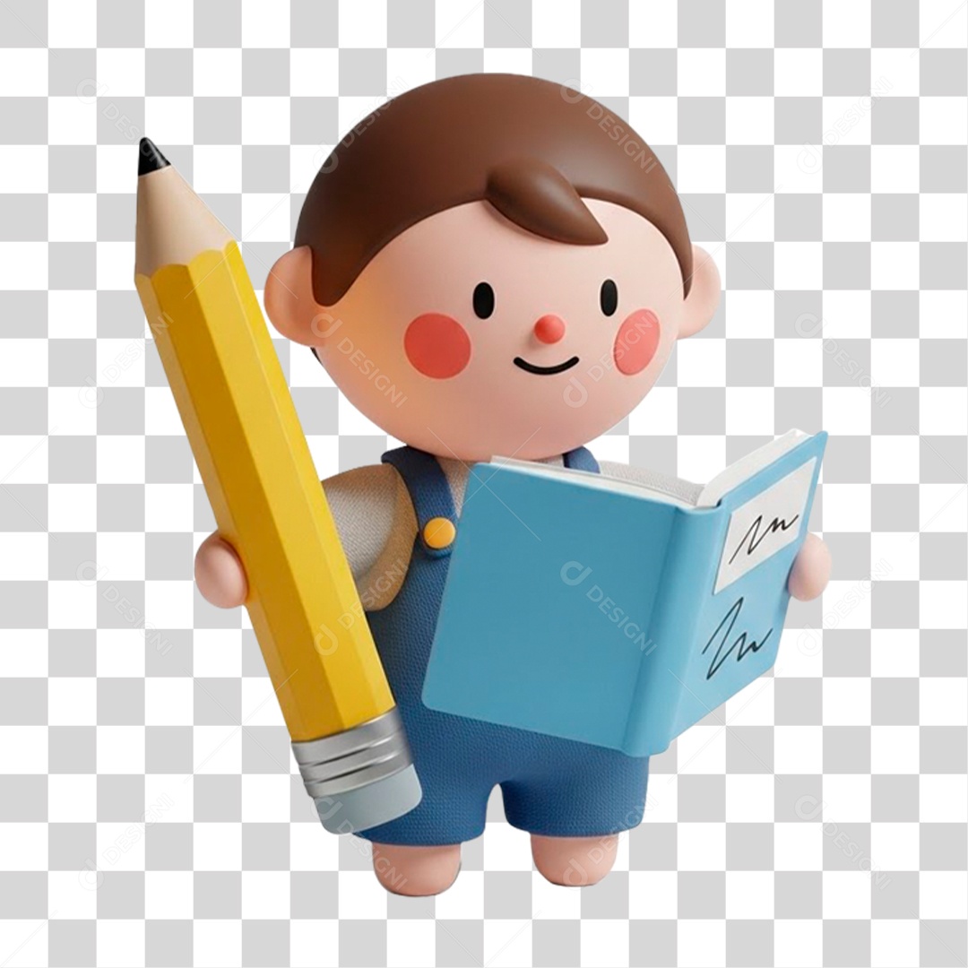 Personagem 3D Estudante PNG Transparente