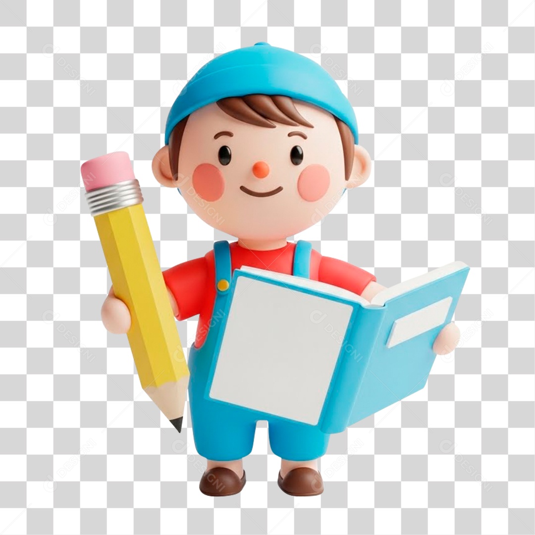 Personagem 3D Estudante PNG Transparente